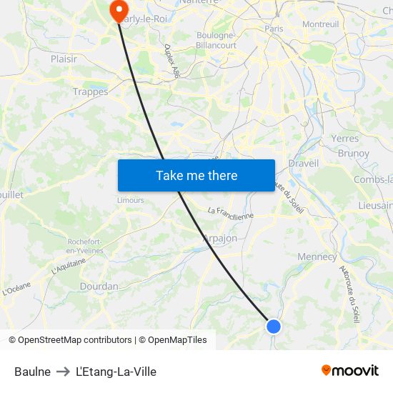 Baulne to L'Etang-La-Ville map