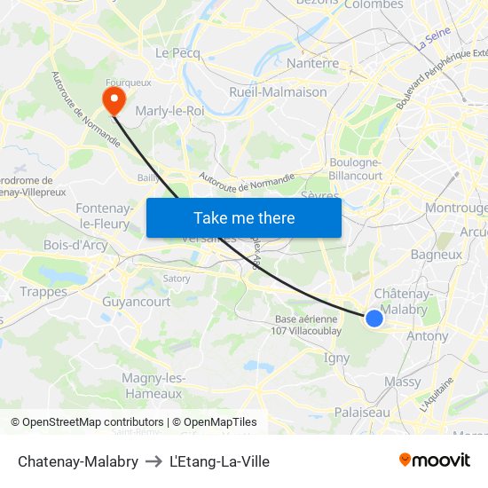 Chatenay-Malabry to L'Etang-La-Ville map