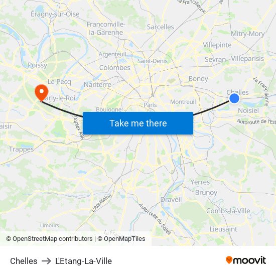 Chelles to L'Etang-La-Ville map
