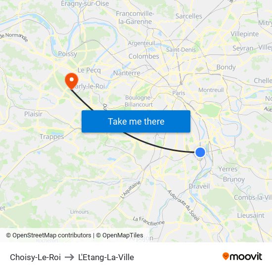 Choisy-Le-Roi to L'Etang-La-Ville map