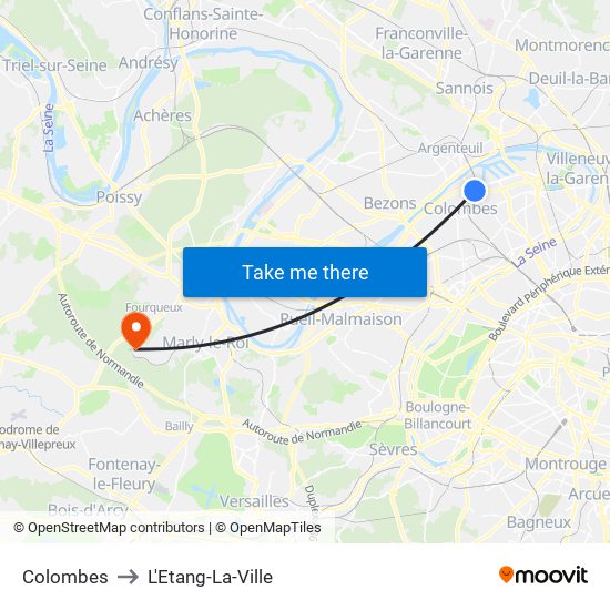 Colombes to L'Etang-La-Ville map