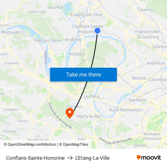 Conflans-Sainte-Honorine to L'Etang-La-Ville map