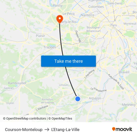 Courson-Monteloup to L'Etang-La-Ville map