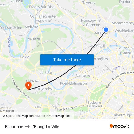 Eaubonne to L'Etang-La-Ville map