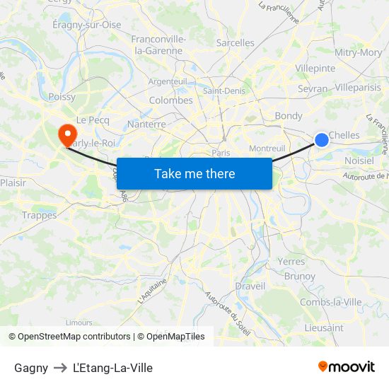 Gagny to L'Etang-La-Ville map