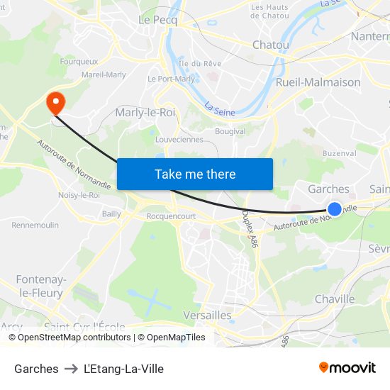 Garches to L'Etang-La-Ville map