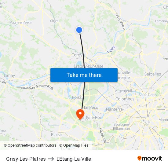 Grisy-Les-Platres to L'Etang-La-Ville map