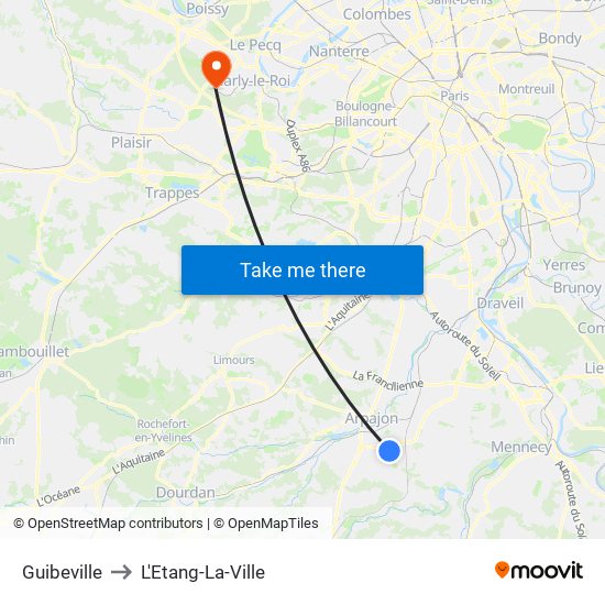 Guibeville to L'Etang-La-Ville map