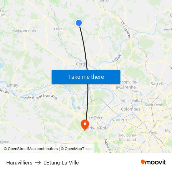 Haravilliers to L'Etang-La-Ville map