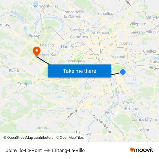 Joinville-Le-Pont to L'Etang-La-Ville map