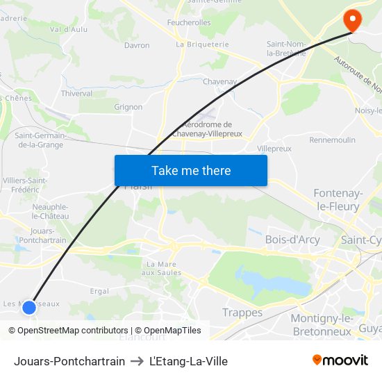 Jouars-Pontchartrain to L'Etang-La-Ville map