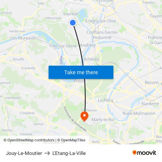 Jouy-Le-Moutier to L'Etang-La-Ville map