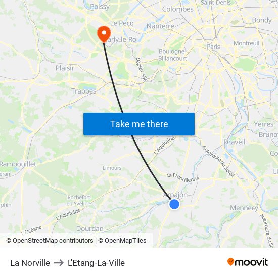La Norville to L'Etang-La-Ville map
