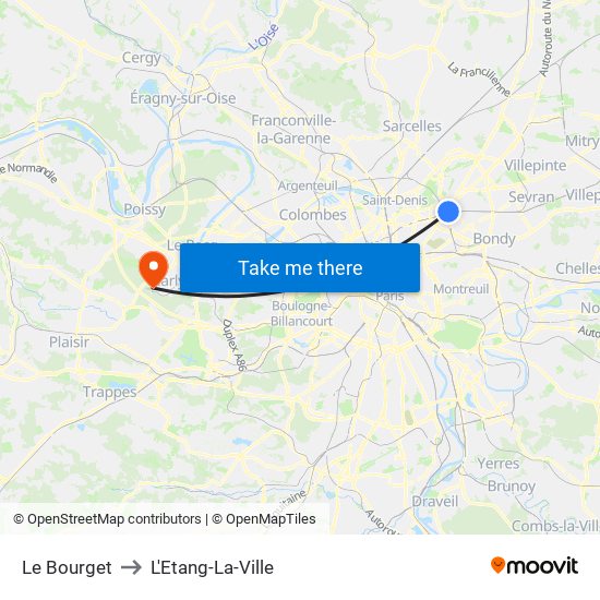 Le Bourget to L'Etang-La-Ville map