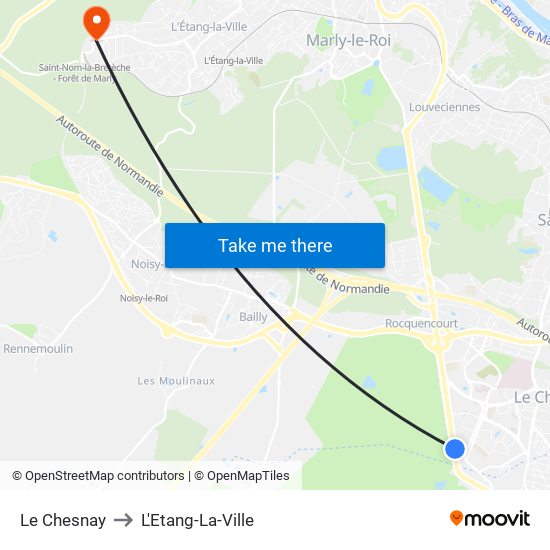 Le Chesnay to L'Etang-La-Ville map