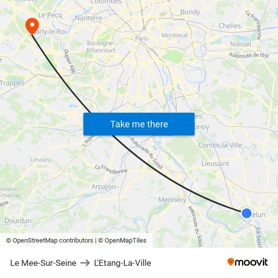 Le Mee-Sur-Seine to L'Etang-La-Ville map