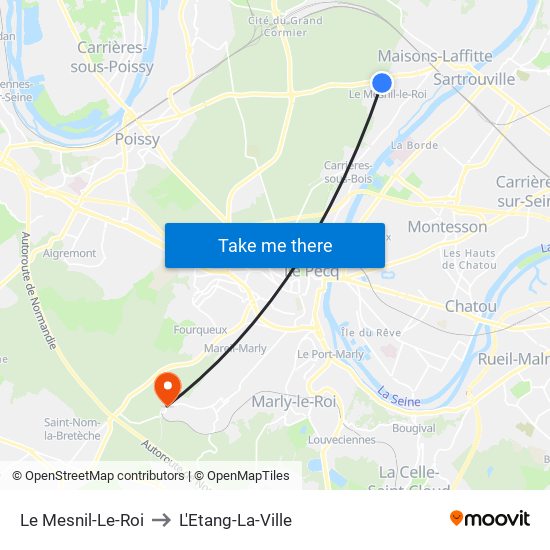 Le Mesnil-Le-Roi to L'Etang-La-Ville map