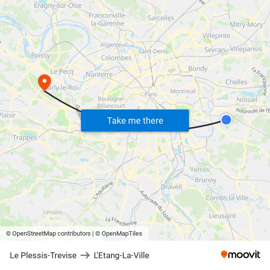 Le Plessis-Trevise to L'Etang-La-Ville map