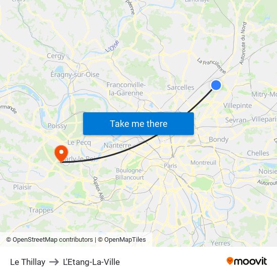 Le Thillay to L'Etang-La-Ville map