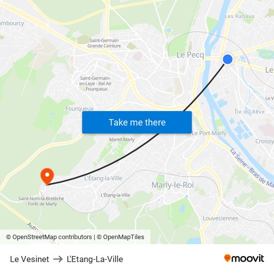Le Vesinet to L'Etang-La-Ville map