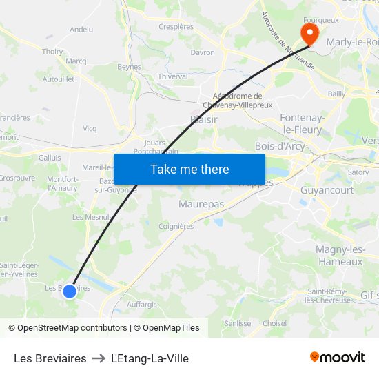 Les Breviaires to L'Etang-La-Ville map
