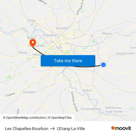 Les Chapelles-Bourbon to L'Etang-La-Ville map