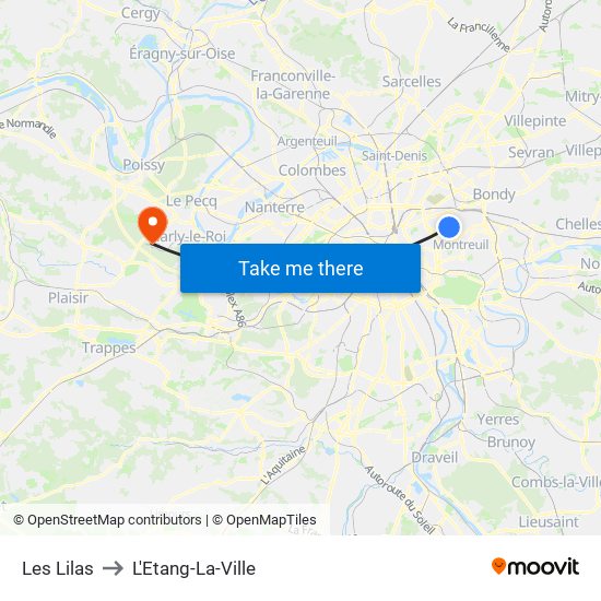 Les Lilas to L'Etang-La-Ville map