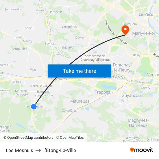 Les Mesnuls to L'Etang-La-Ville map