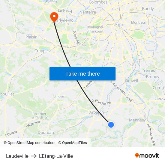 Leudeville to L'Etang-La-Ville map