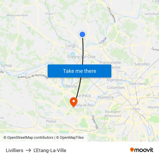 Livilliers to L'Etang-La-Ville map