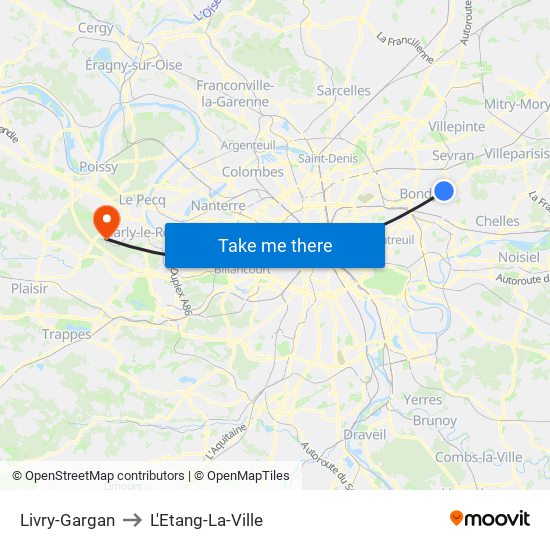 Livry-Gargan to L'Etang-La-Ville map