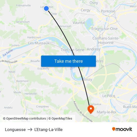 Longuesse to L'Etang-La-Ville map
