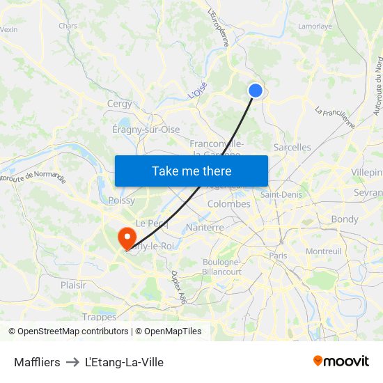 Maffliers to L'Etang-La-Ville map