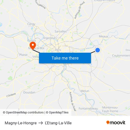 Magny-Le-Hongre to L'Etang-La-Ville map