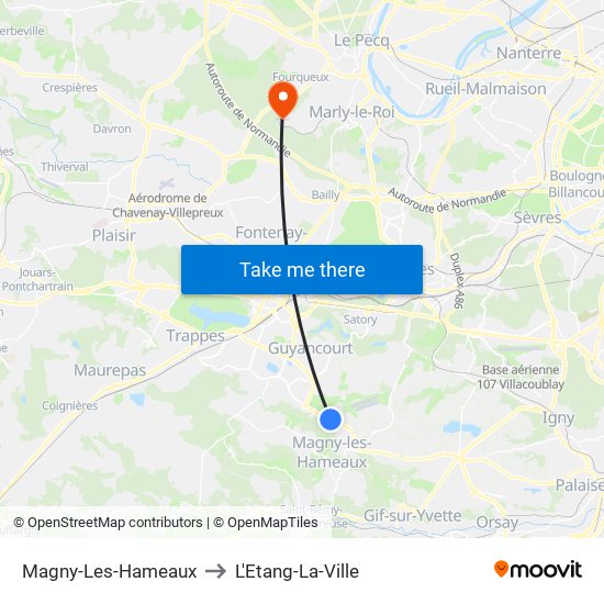 Magny-Les-Hameaux to L'Etang-La-Ville map