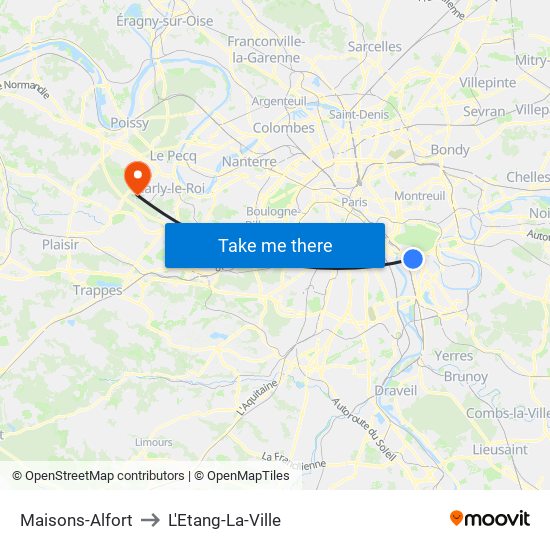 Maisons-Alfort to L'Etang-La-Ville map