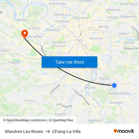 Mandres-Les-Roses to L'Etang-La-Ville map