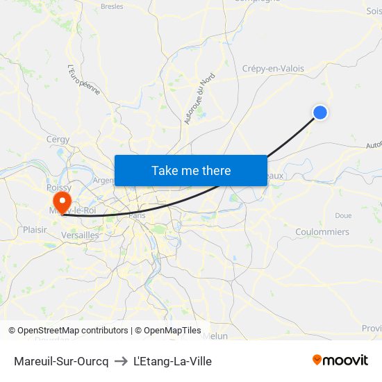 Mareuil-Sur-Ourcq to L'Etang-La-Ville map