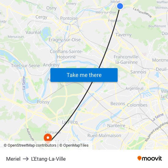 Meriel to L'Etang-La-Ville map