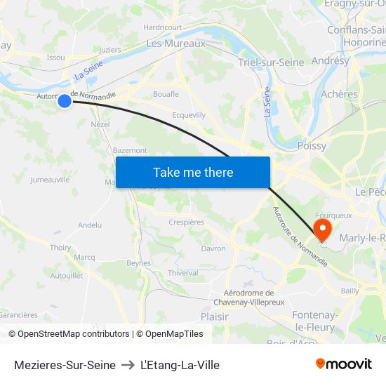 Mezieres-Sur-Seine to L'Etang-La-Ville map