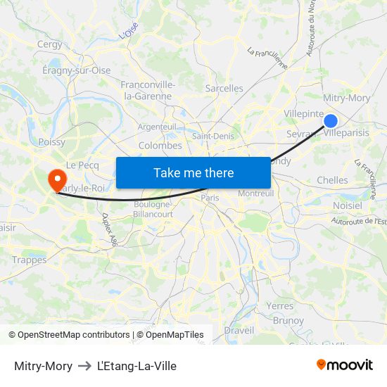 Mitry-Mory to L'Etang-La-Ville map