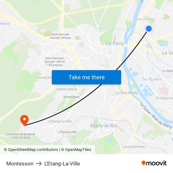 Montesson to L'Etang-La-Ville map