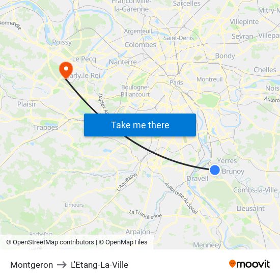 Montgeron to L'Etang-La-Ville map