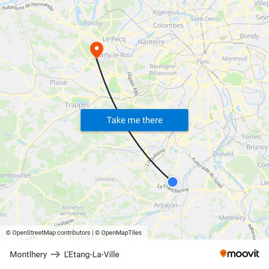 Montlhery to L'Etang-La-Ville map