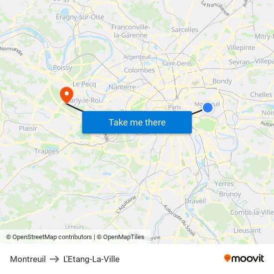 Montreuil to L'Etang-La-Ville map