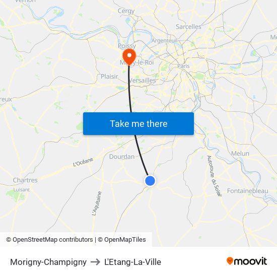 Morigny-Champigny to L'Etang-La-Ville map