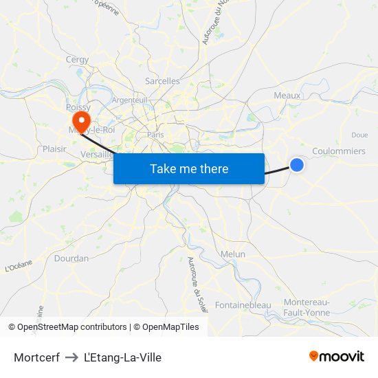 Mortcerf to L'Etang-La-Ville map