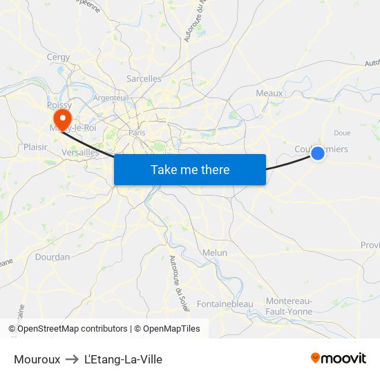 Mouroux to L'Etang-La-Ville map