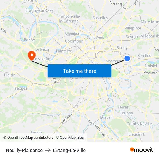 Neuilly-Plaisance to L'Etang-La-Ville map