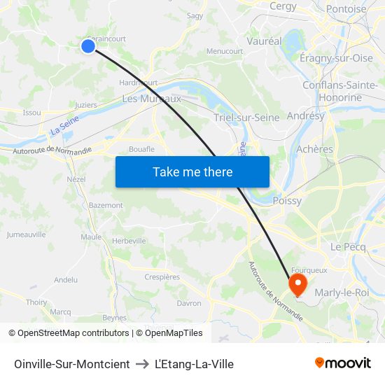 Oinville-Sur-Montcient to L'Etang-La-Ville map